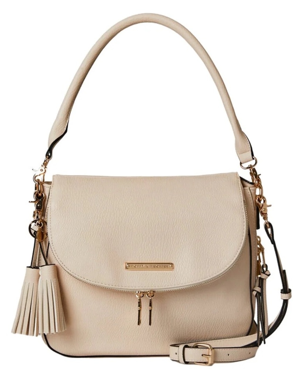 Poppy & Peonies Cream Crossbody Shoulder Bag with Tassel